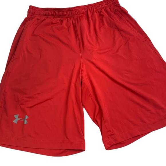 Under Armour Red Mesh Men's Basketball Gym Shorts - Picture 1 of 9